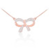 14K Polished Rose Gold Diamond Bow Necklace