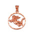 Rose Gold Flying Angel Round DC Pendant Necklace