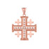 Rose Gold Diamond Jerusalem Cross Pendant Necklace