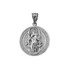 Solid White Gold St. Benedict Reversible Medallion Charm Necklace
