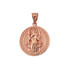 Solid Rose Gold St. Benedict Reversible Medallion Charm Necklace