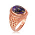 Rose Gold Jerusalem Cross Purple Copper Turquoise Statement Ring