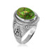 White Gold Masonic Green Copper Turquoise Statement Ring