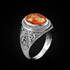 White Gold Masonic Orange Copper Turquoise Statement Ring