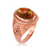 Rose Gold Masonic Orange Copper Turquoise Statement Ring