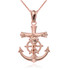 Rose Gold Mariner Crucifix Cross Pendant Necklace