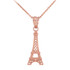 Rose Gold Paris Eiffel Tower Travel Charm Necklace