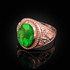 Two-Tone Rose Gold Green Copper Turquoise Fleur-De-Lis Gemstone Ring