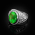 White Gold Green Copper Turquoise Fleur-De-Lis Gemstone Ring