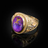 Two-Tone Yellow Gold Purple Copper Turquoise Fleur-De-Lis Gemstone Ring