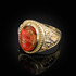 Two-Tone Yellow Gold Orange Copper Turquoise Fleur-De-Lis Gemstone Ring