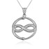 White Gold Double Ouroboros Infinity Snakes Pendant Necklace