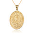 Yellow Gold Resurrection of Jesus Oval Medallion Pendant Necklace