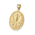 Yellow Gold Resurrection of Jesus Oval Medallion Pendant Necklace