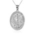 White Gold Resurrection of Jesus Oval Medallion Pendant Necklace