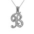 White Gold Sparkle-Cut Letter Initial Script Pendant Necklace