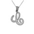 White Gold Sparkle-Cut Letter Initial Script Pendant Necklace