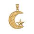 Yellow Gold Islamic Crescent Moon Pendant Necklace