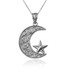 White Gold Islamic Crescent Moon Pendant Necklace