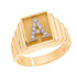 Yellow Gold A-Z Diamond Letter Initial Square Ring