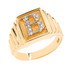 Yellow Gold A-Z Diamond Letter Initial Square Ring