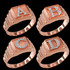 Rose Gold Diamond A-Z Letter Initial Square Ring