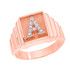 Rose Gold Diamond A-Z Letter Initial Square Ring