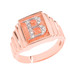 Rose Gold Diamond A-Z Letter Initial Square Ring
