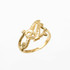 Yellow Gold Sparkle-Cut Letter Initial Script Ring