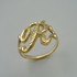 Yellow Gold Sparkle-Cut Letter Initial Script Ring