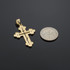 Gold Russian Eastern Orthodox Diamond Cross Pendant Necklace