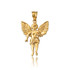 Yellow Gold Cherub Guardian Angel Pendant Necklace (S)