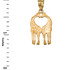 Yellow Gold Open Heart Kissing Giraffes Charm Necklace