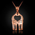Rose Gold Open Heart Kissing Giraffes Charm Necklace