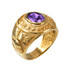 Yellow Gold US Marine Core USMC Mens Birthstone Ring