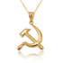 Yellow Gold Hammer and Sickle Pendant Necklace