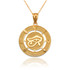 Yellow Gold Eye of Horus Good Luck Amulet Pendant Necklace