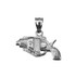 White Gold Revolver Gun in Holster Charm Necklace