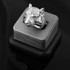 Mens Sparkle-Cut White Gold Tiger Head Ring