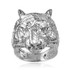 Mens Sparkle-Cut White Gold Tiger Head Ring