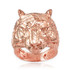 Mens Sparkle-Cut Rose Gold Tiger Head Ring
