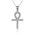 Diamond White Gold Egyptian Ankh Cross Pendant Necklace