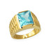 Mens Square CZ Birthstone Watchband Ring in Yellow Gold