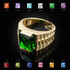 Mens Square CZ Birthstone Watchband Ring in Yellow Gold