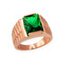 Mens Square CZ Birthstone Watchband Ring in Rose Gold