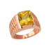 Mens Square CZ Birthstone Watchband Ring in Rose Gold