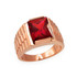 Mens Square CZ Birthstone Watchband Ring in Rose Gold