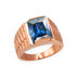 Mens Square CZ Birthstone Watchband Ring in Rose Gold