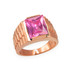 Mens Square CZ Birthstone Watchband Ring in Rose Gold