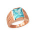 Mens Square CZ Birthstone Watchband Ring in Rose Gold